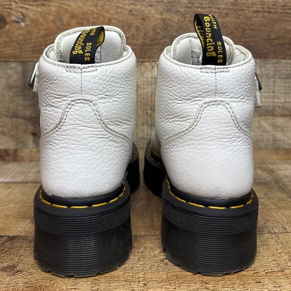 Dr. Martens Devon Heart Leather Platform Ankle Boots Booties White Size 7 - Picture 8 of 13